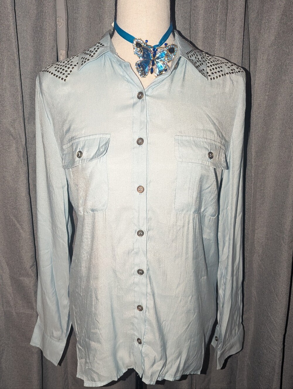 SANS SOUCI Studded Button Down Med NWT